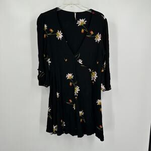 Free People Women Wrap Dress‎ Size M Time On My Side Dark Floral Festival Hippie
